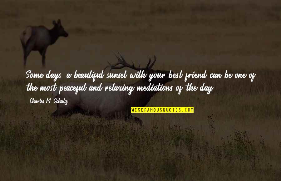 The Best Beautiful Quotes By Charles M. Schulz: Some days, a beautiful sunset with your best