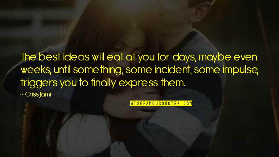 The Best Days Quotes By Criss Jami: The best ideas will eat at you for The Best Days Quotes By Criss Jami: The best ideas will eat at you for