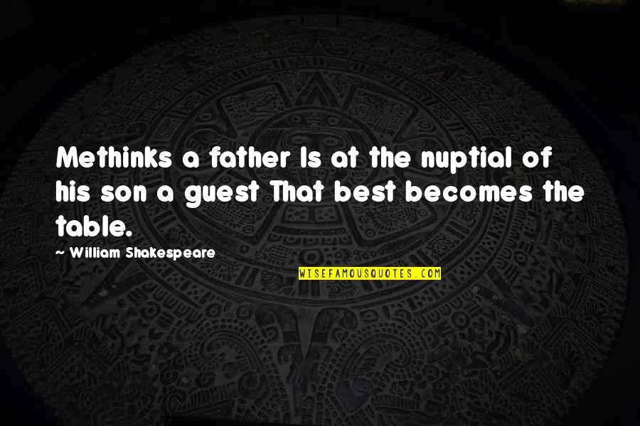 The Best Father Quotes By William Shakespeare: Methinks a father Is at the nuptial of