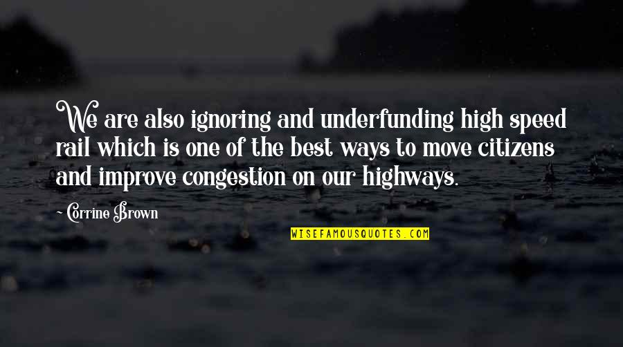 The Best High Quotes By Corrine Brown: We are also ignoring and underfunding high speed