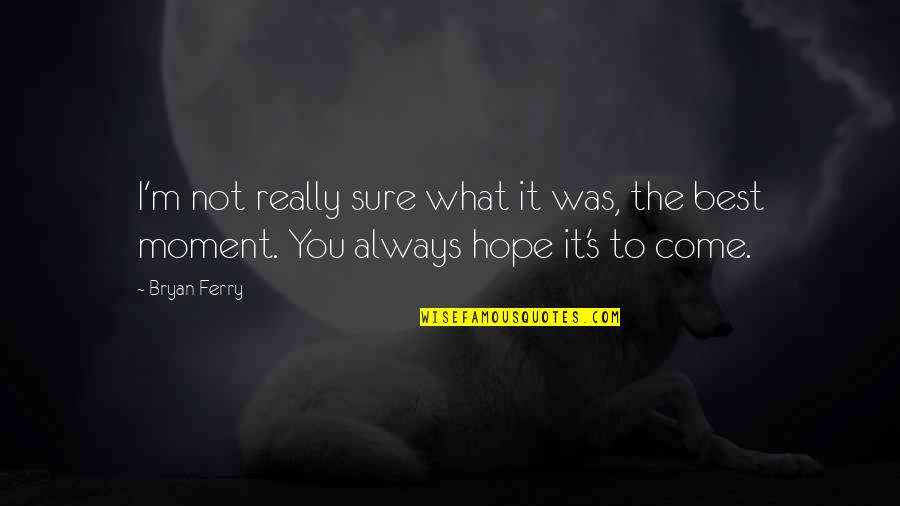 The Best Hope Quotes By Bryan Ferry: I'm not really sure what it was, the