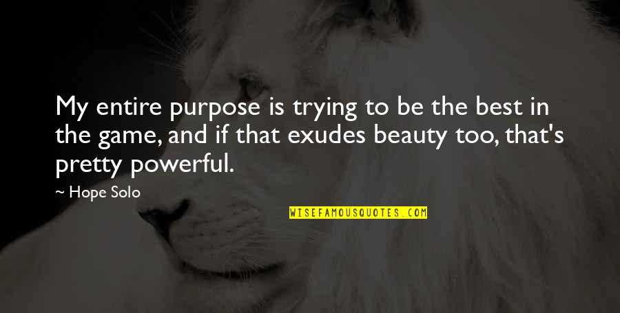 The Best Hope Quotes By Hope Solo: My entire purpose is trying to be the