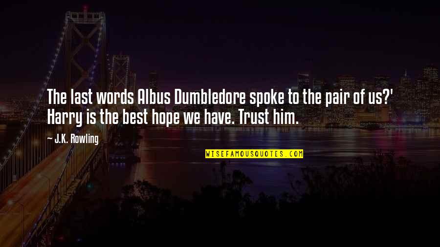 The Best Hope Quotes By J.K. Rowling: The last words Albus Dumbledore spoke to the