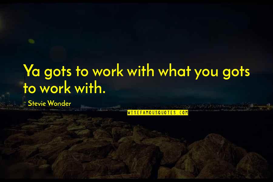 The Best Man 1964 Quotes By Stevie Wonder: Ya gots to work with what you gots The Best Man 1964 Quotes By Stevie Wonder: Ya gots to work with what you gots