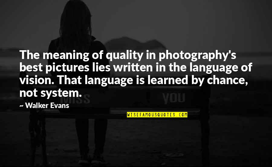 The Best Meaning Quotes By Walker Evans: The meaning of quality in photography's best pictures