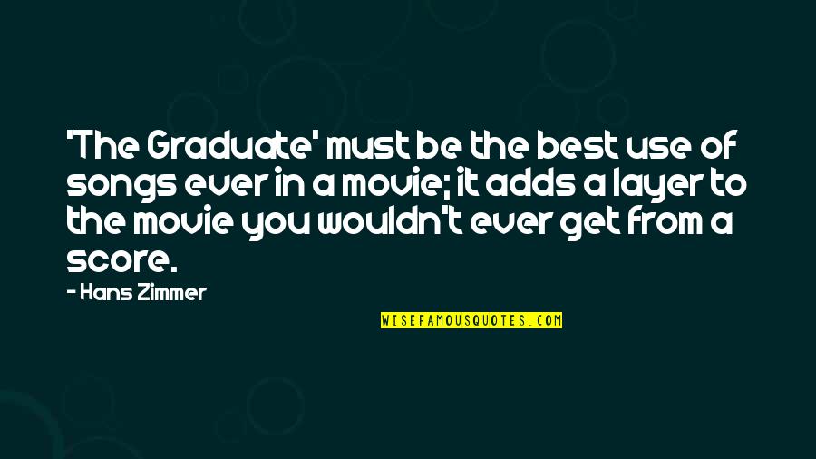 The Best Of You Quotes By Hans Zimmer: 'The Graduate' must be the best use of The Best Of You Quotes By Hans Zimmer: 'The Graduate' must be the best use of
