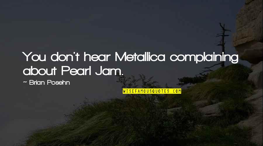 The Best Pearl Jam Quotes By Brian Posehn: You don't hear Metallica complaining about Pearl Jam.