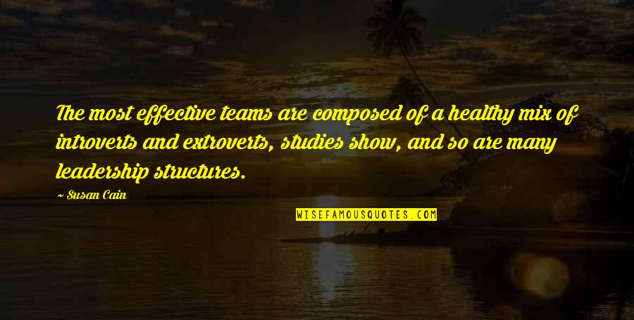 The Best Teams Quotes By Susan Cain: The most effective teams are composed of a The Best Teams Quotes By Susan Cain: The most effective teams are composed of a