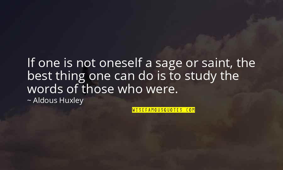 The Best Thing Quotes By Aldous Huxley: If one is not oneself a sage or