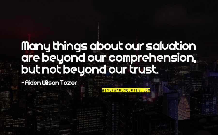 The Best Things Happen Unexpectedly Quotes By Aiden Wilson Tozer: Many things about our salvation are beyond our