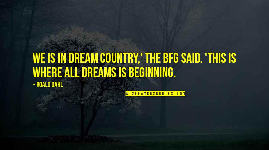 The Bfg Quotes By Roald Dahl: We is in Dream Country,' the BFG said.