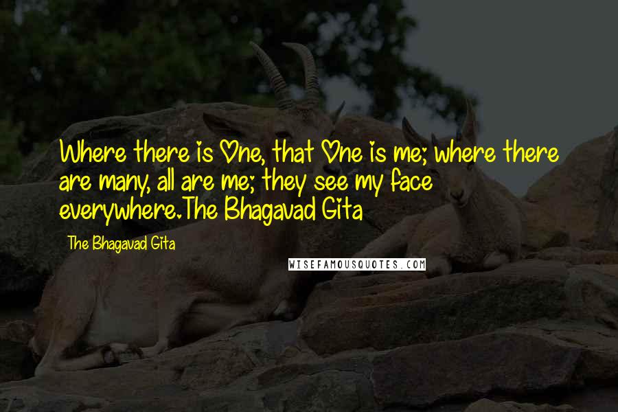 The Bhagavad Gita quotes: Where there is One, that One is me; where there are many, all are me; they see my face everywhere.The Bhagavad Gita
