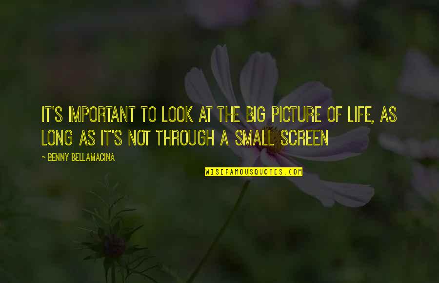 The Big Picture Quotes By Benny Bellamacina: It's important to look at the big picture