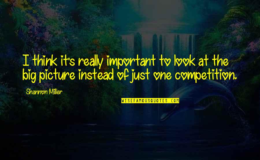 The Big Picture Quotes By Shannon Miller: I think it's really important to look at The Big Picture Quotes By Shannon Miller: I think it's really important to look at
