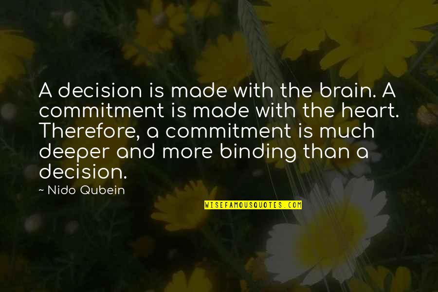 The Binding Quotes By Nido Qubein: A decision is made with the brain. A