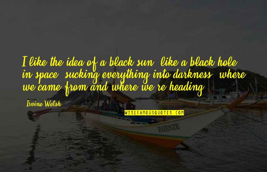 The Black Hole Quotes By Irvine Welsh: I like the idea of a black sun; The Black Hole Quotes By Irvine Welsh: I like the idea of a black sun;