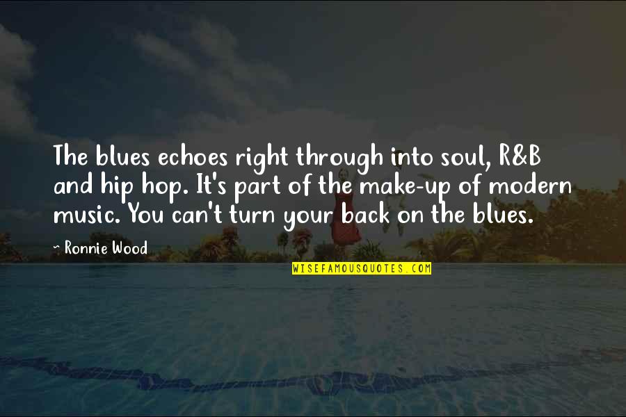 The Blues Music Quotes By Ronnie Wood: The blues echoes right through into soul, R&B