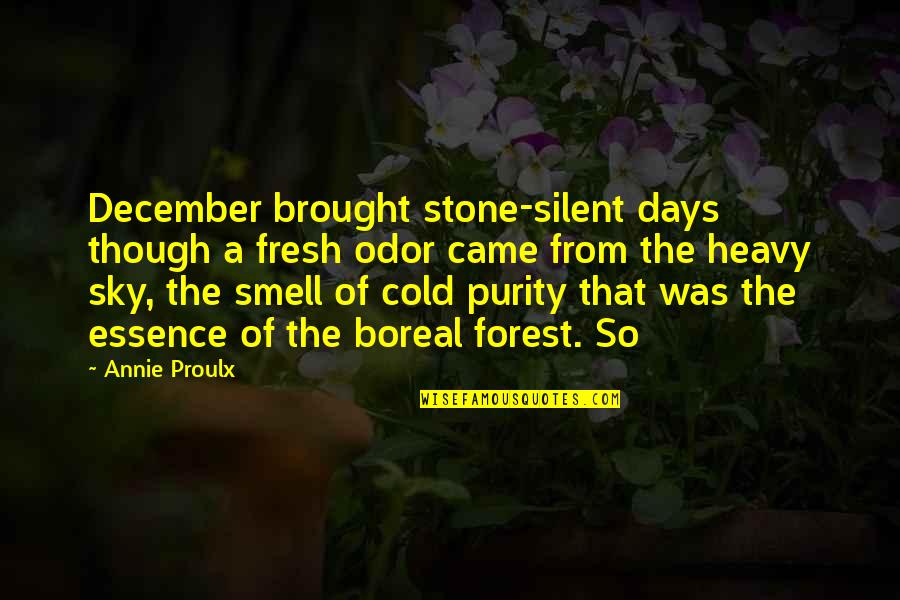 The Boreal Forest Quotes By Annie Proulx: December brought stone-silent days though a fresh odor