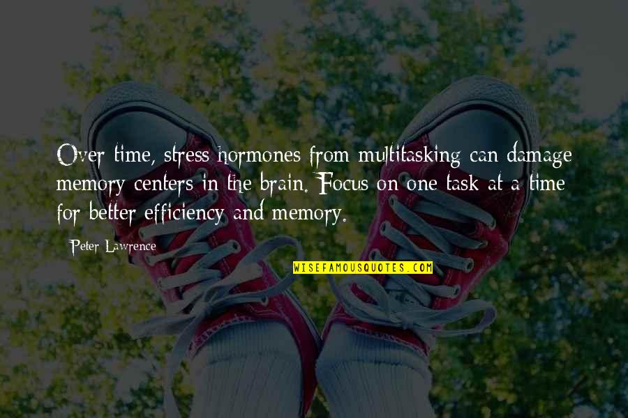 The Brain And Memory Quotes By Peter Lawrence: Over time, stress hormones from multitasking can damage