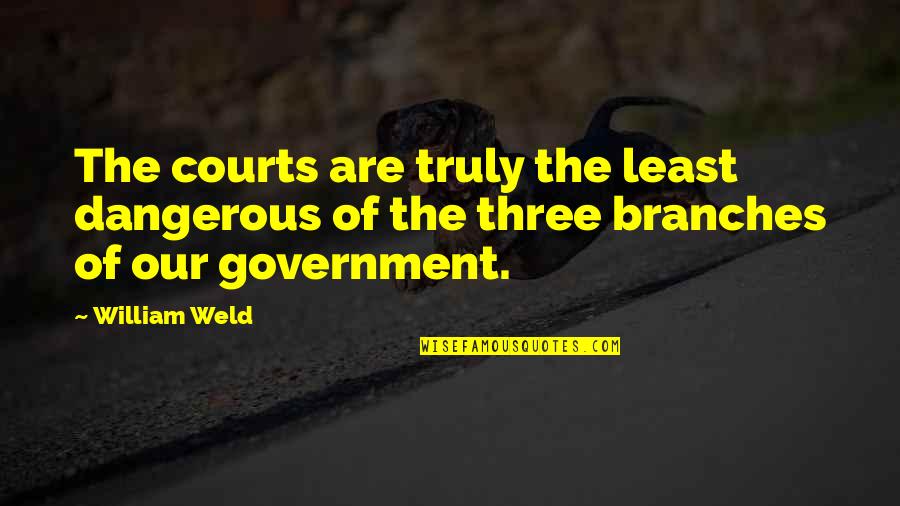 The Branches Of Government Quotes By William Weld: The courts are truly the least dangerous of