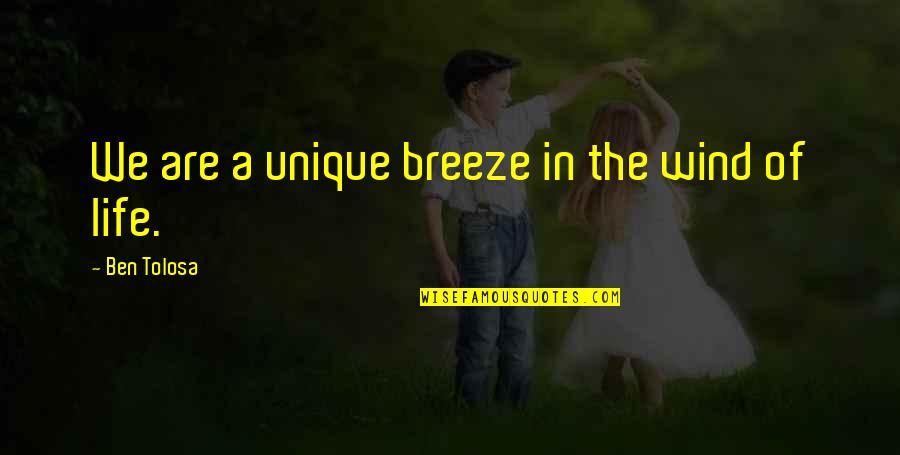 The Breeze Quotes By Ben Tolosa: We are a unique breeze in the wind