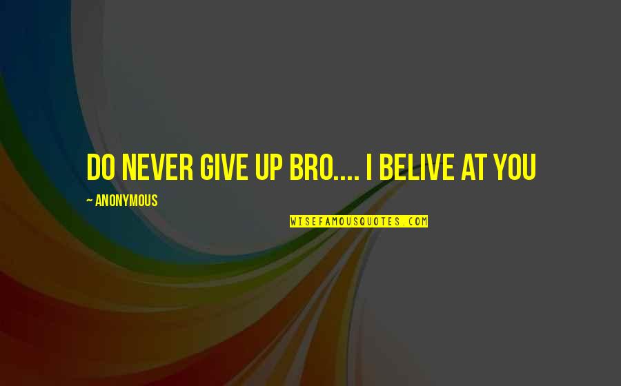 The Bro Quotes By Anonymous: Do never give up bro.... I belive at