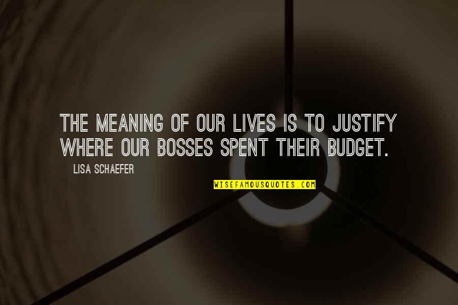 The Budget Quotes By Lisa Schaefer: The meaning of our lives is to justify