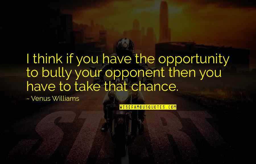 The Bully Quotes By Venus Williams: I think if you have the opportunity to