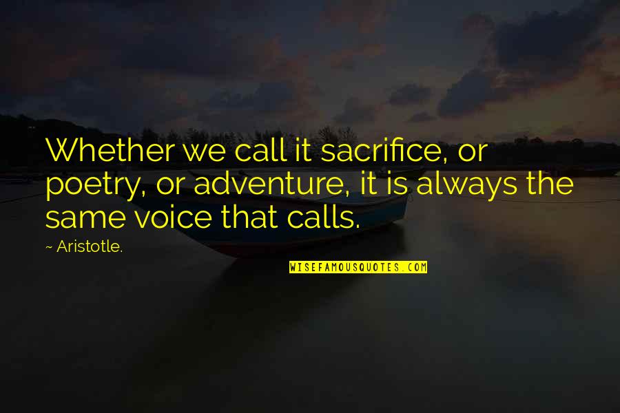 The Call To Adventure Quotes By Aristotle.: Whether we call it sacrifice, or poetry, or