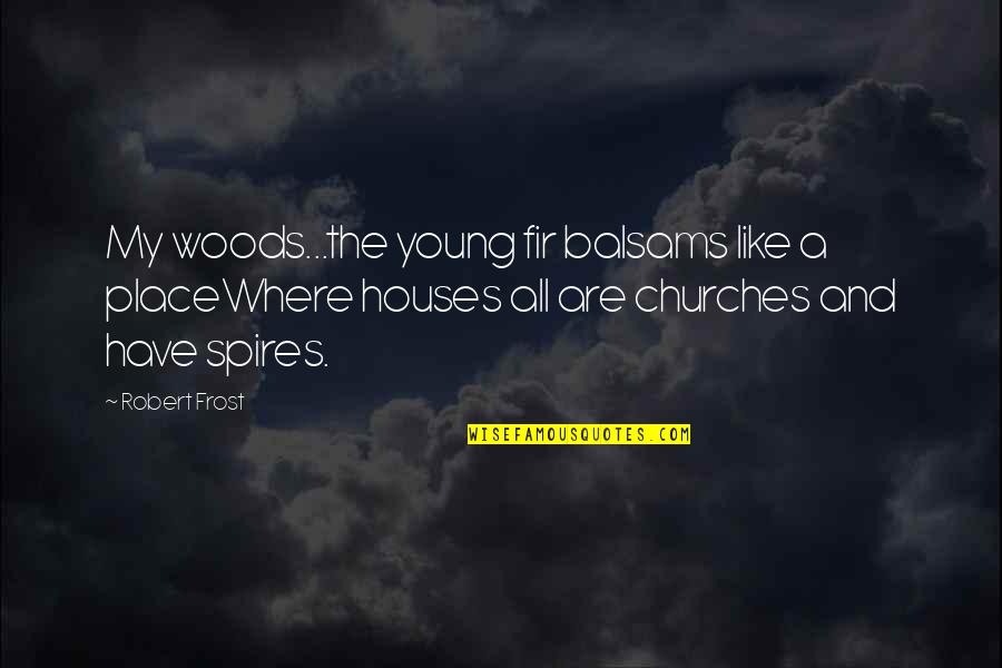 The Christmas Quotes By Robert Frost: My woods...the young fir balsams like a placeWhere