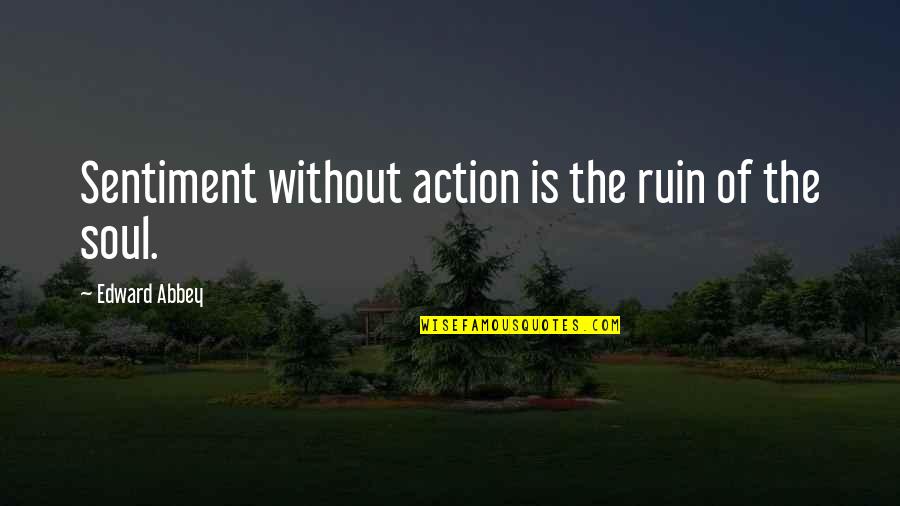 The Classical Literature Quotes By Edward Abbey: Sentiment without action is the ruin of the The Classical Literature Quotes By Edward Abbey: Sentiment without action is the ruin of the