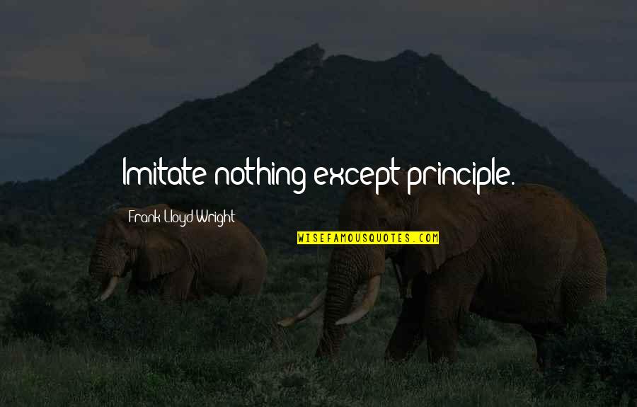 The Cloud Computing Quotes By Frank Lloyd Wright: Imitate nothing except principle.