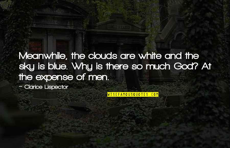 The Clouds And Sky Quotes By Clarice Lispector: Meanwhile, the clouds are white and the sky