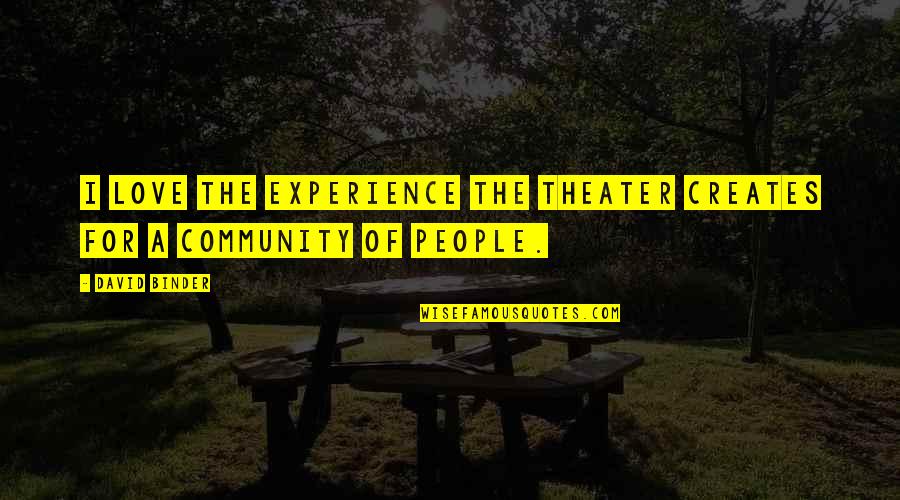 The Community Quotes By David Binder: I love the experience the theater creates for