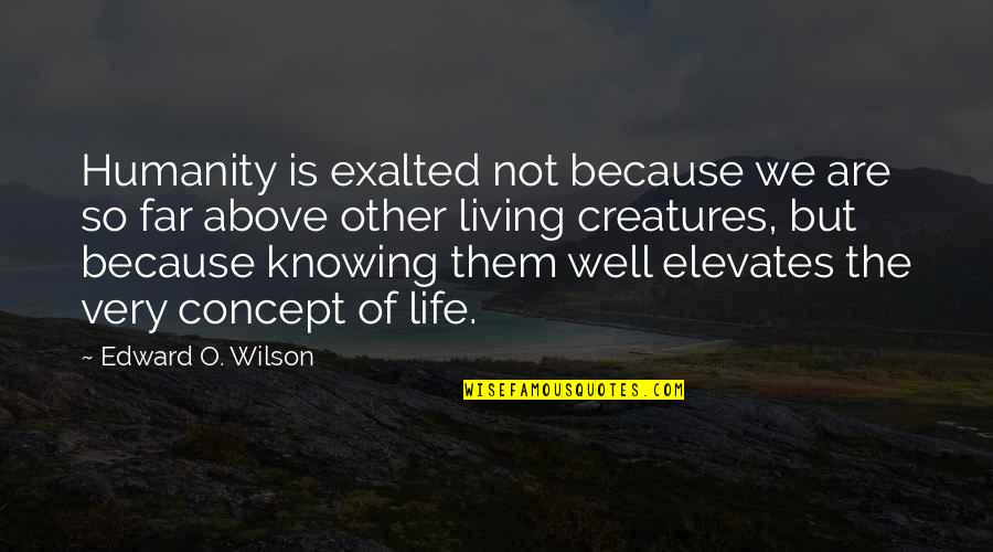 The Concept Of Life Quotes By Edward O. Wilson: Humanity is exalted not because we are so The Concept Of Life Quotes By Edward O. Wilson: Humanity is exalted not because we are so
