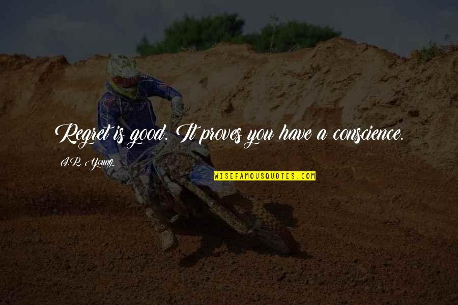 The Constitution Of The Usa Quotes By J.R. Young: Regret is good. It proves you have a