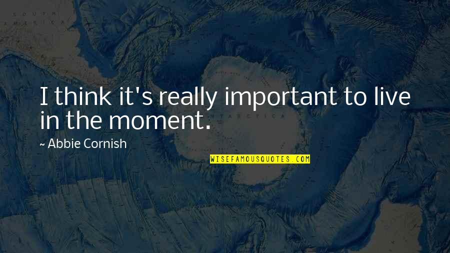 The Cornish Quotes By Abbie Cornish: I think it's really important to live in The Cornish Quotes By Abbie Cornish: I think it's really important to live in