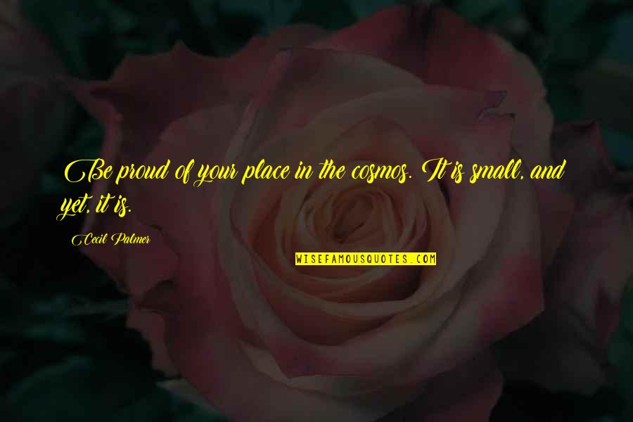 The Cosmos Quotes By Cecil Palmer: Be proud of your place in the cosmos.
