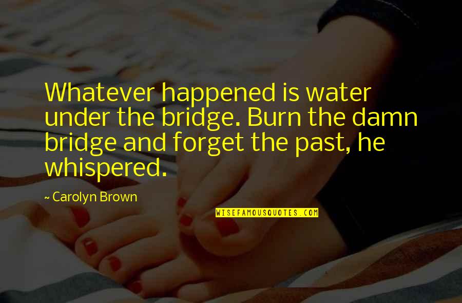 The Cowboy Quotes By Carolyn Brown: Whatever happened is water under the bridge. Burn