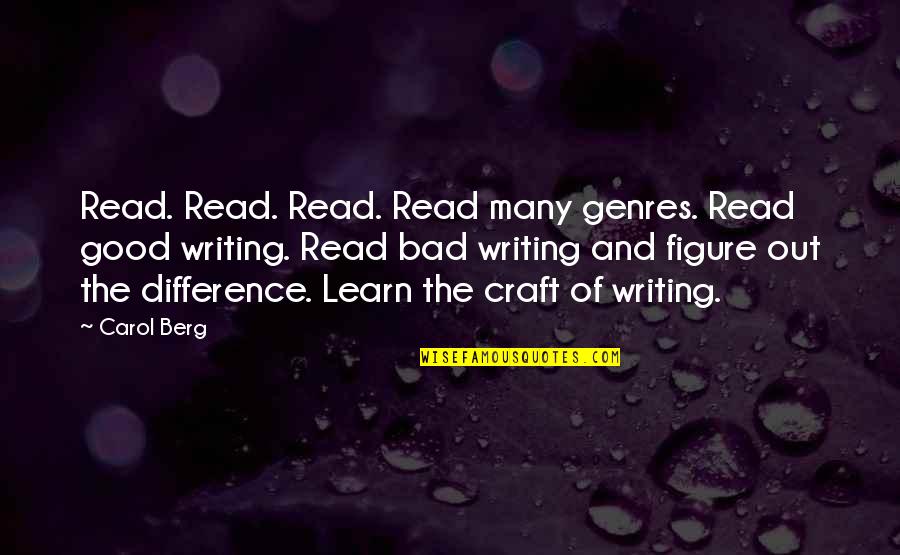 The Craft Of Writing Quotes By Carol Berg: Read. Read. Read. Read many genres. Read good