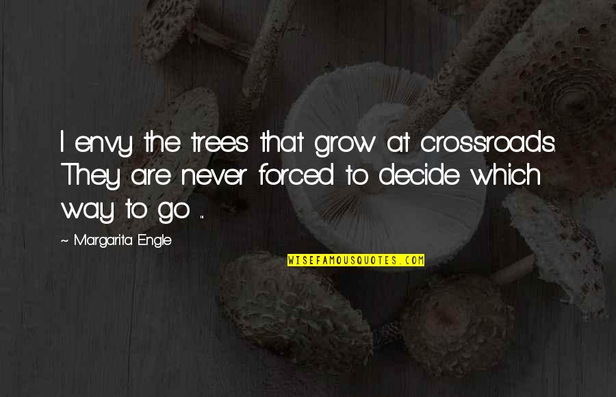 The Crossroads Quotes By Margarita Engle: I envy the trees that grow at crossroads.
