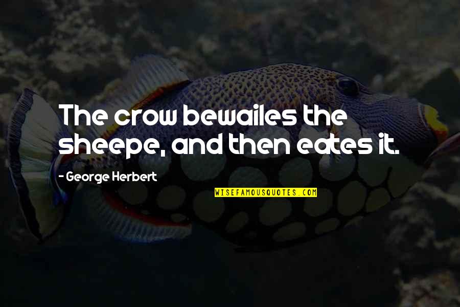 The Crow Quotes By George Herbert: The crow bewailes the sheepe, and then eates