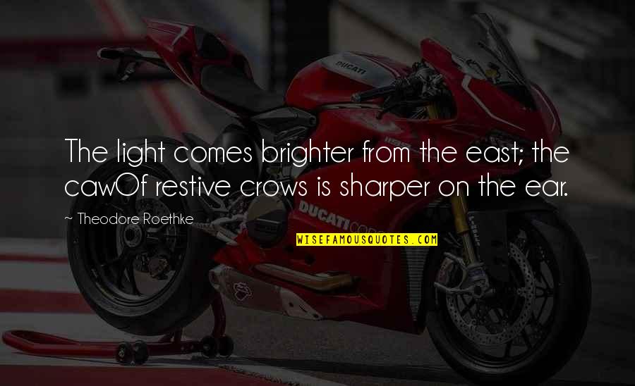 The Crow Quotes By Theodore Roethke: The light comes brighter from the east; the