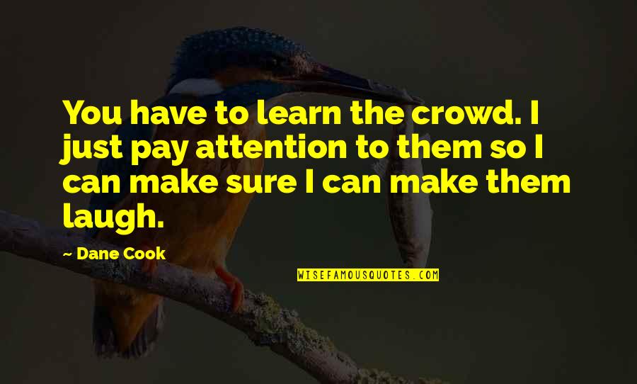 The Crowd Quotes By Dane Cook: You have to learn the crowd. I just