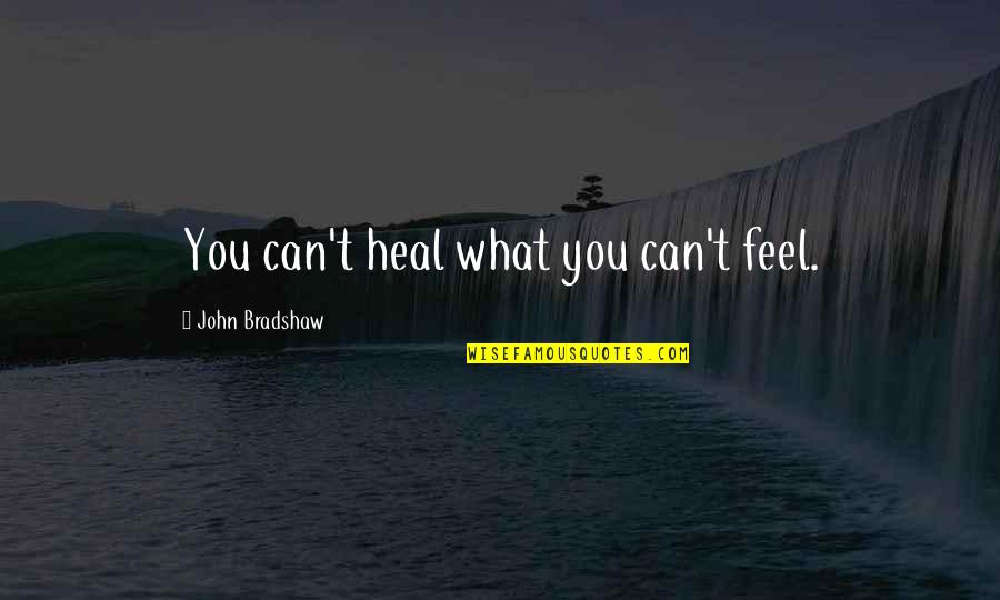 The Crown Series Quotes By John Bradshaw: You can't heal what you can't feel. The Crown Series Quotes By John Bradshaw: You can't heal what you can't feel.