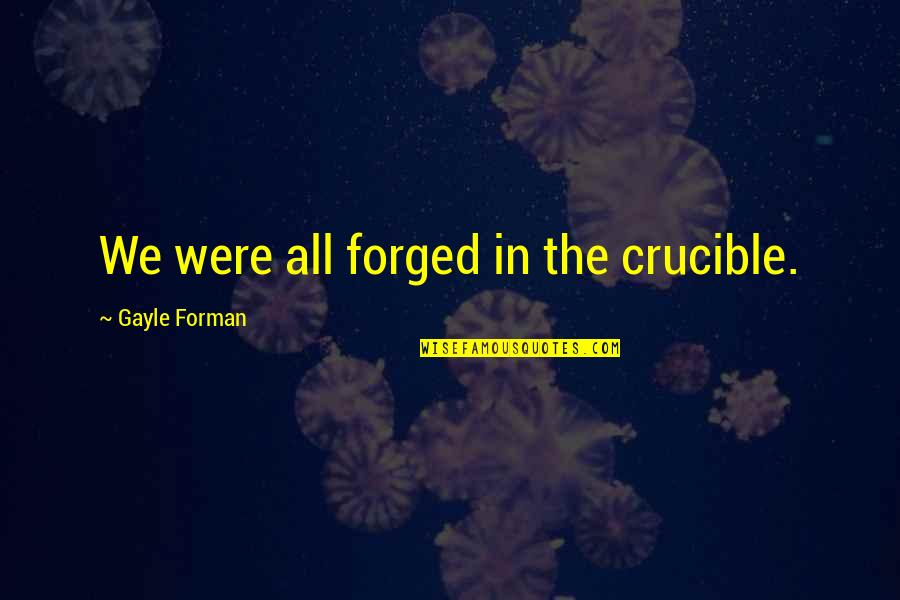 The Crucible Quotes By Gayle Forman: We were all forged in the crucible.