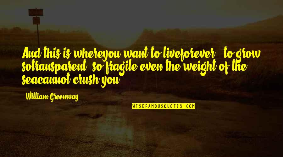 The Crush Quotes By William Greenway: And this is whereyou want to liveforever -