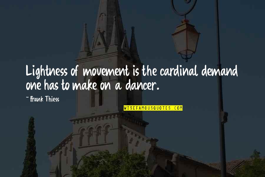 The Dancer Quotes By Frank Thiess: Lightness of movement is the cardinal demand one
