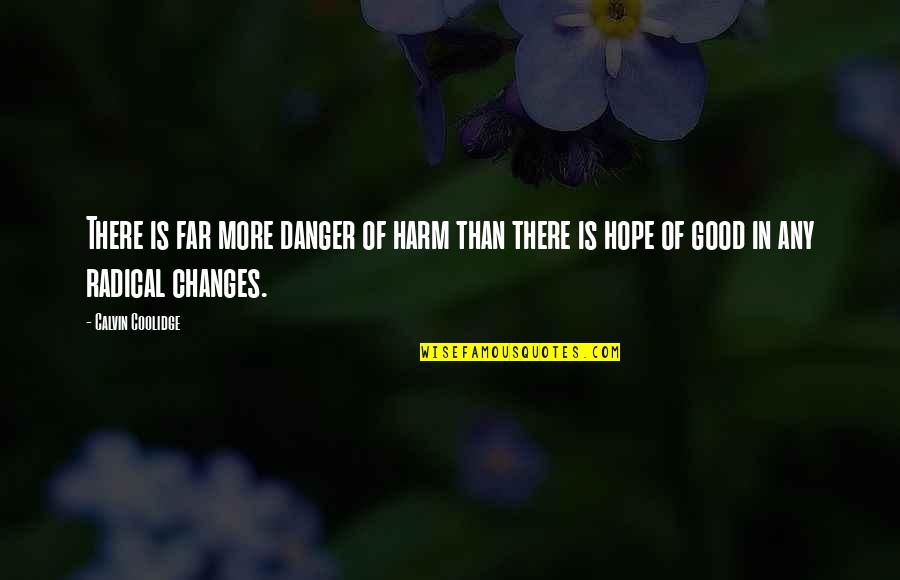 The Danger Of Hope Quotes By Calvin Coolidge: There is far more danger of harm than