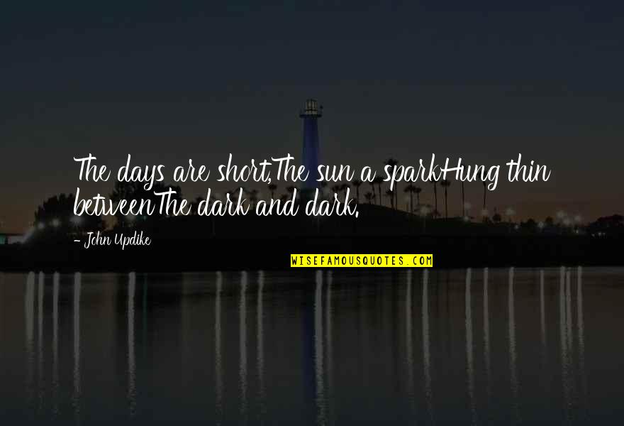 The Dark Days Quotes By John Updike: The days are short,The sun a sparkHung thin